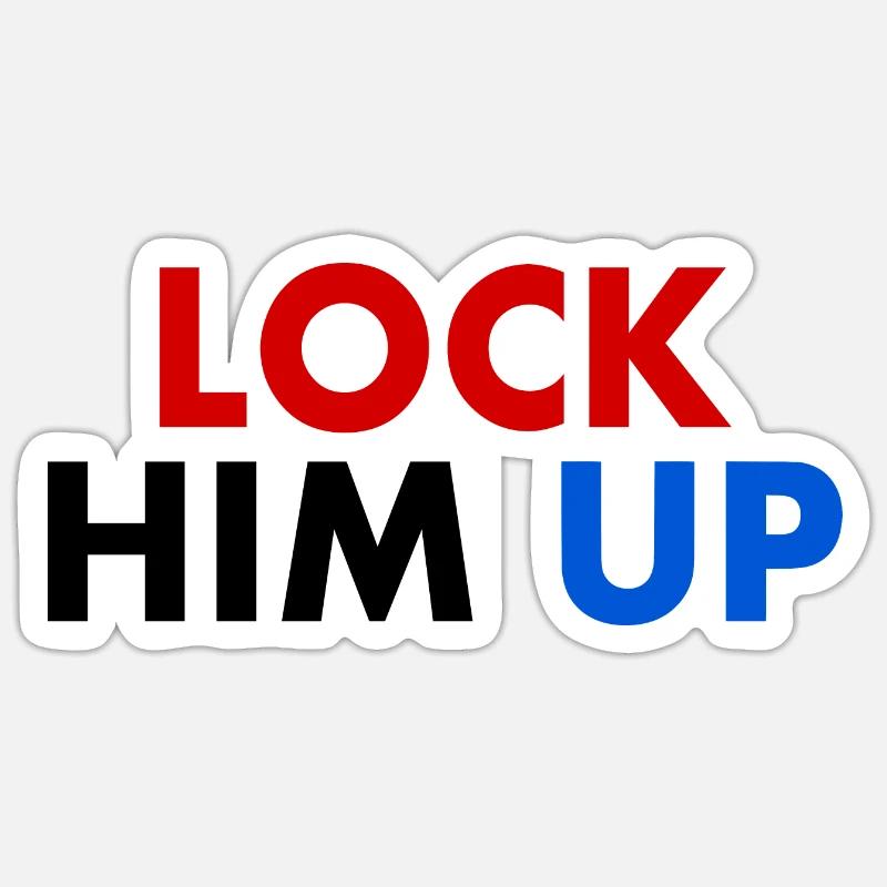 Lock him up - Sticker taille S (10 x 10 cm) - blanc mat