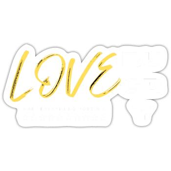 Love rugby yellow - Sticker taille S (10 x 10 cm) - blanc mat - Devant
