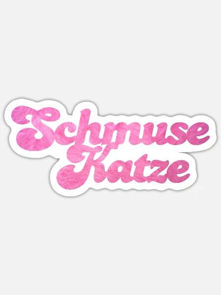 Schmusekatze Katze Handschrift Fell flauschig - Sticker Größe S (10 x 10 cm) - Mattweiß