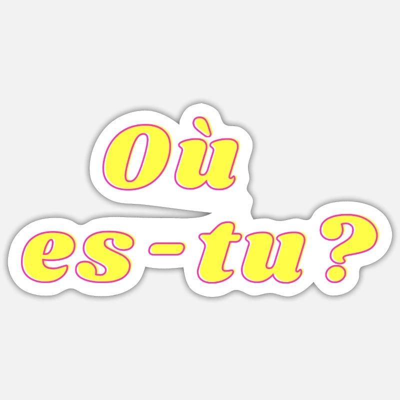 ou es tu - Sticker taille S (10 x 10 cm) - blanc mat