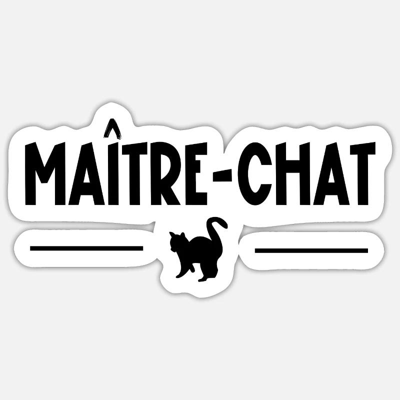 maître-chat - Sticker taille S (10 x 10 cm) - blanc mat