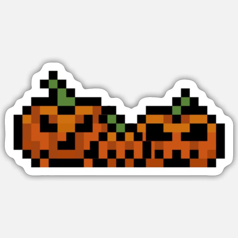 Pixel Pumpkin Retro 8Bit Design - Sticker taille S (10 x 10 cm) - blanc mat