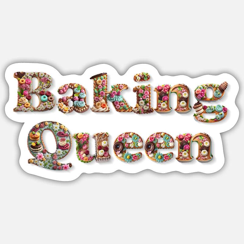 Baking Queen - Sticker Größe S (10 x 10 cm) - Mattweiß