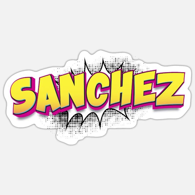 Sanchez Benutzerdefinierter Name Comic-Buch-Stil Pop-Art, - Sticker Größe S (10 x 10 cm) - Mattweiß