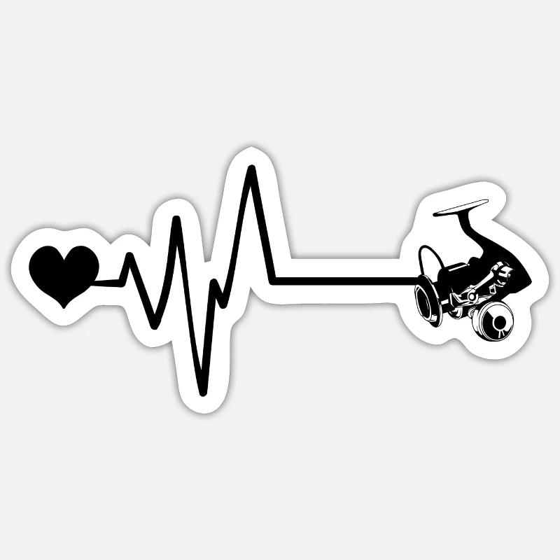 Moulinet de pêche Heartbeat - Sticker taille S (10 x 10 cm) - blanc mat