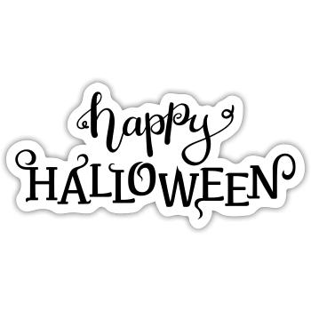 Joyeux lettrage d’halloween - Sticker taille S (10 x 10 cm) - blanc mat - Devant