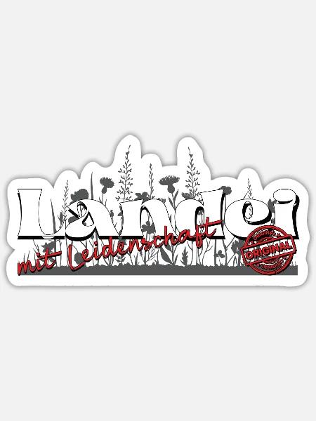 Spruch - Landei mit Leidenschaft/ Landwirt - Sticker Größe S (10 x 10 cm) - Mattweiß