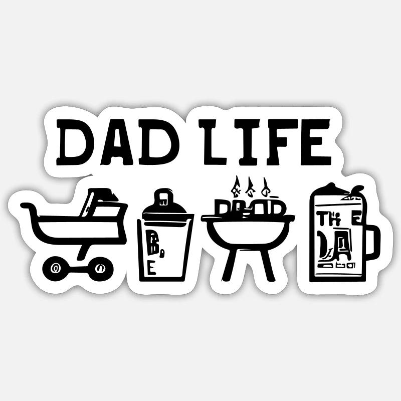 Papa-Leben - Sticker Größe S (10 x 10 cm) - Mattweiß