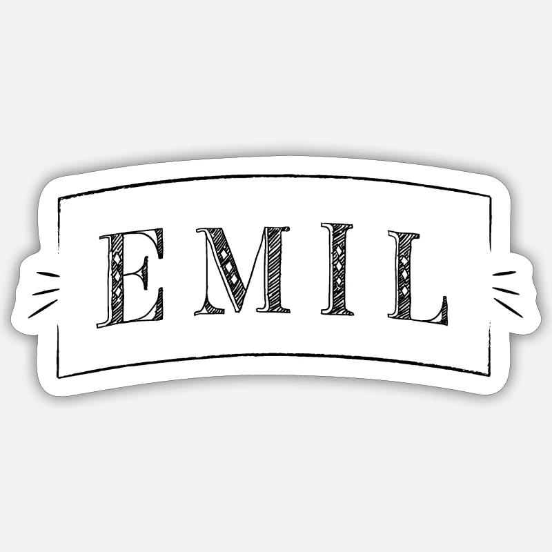Emil boy - Nom EMIL - Sticker taille S (10 x 10 cm) - blanc mat