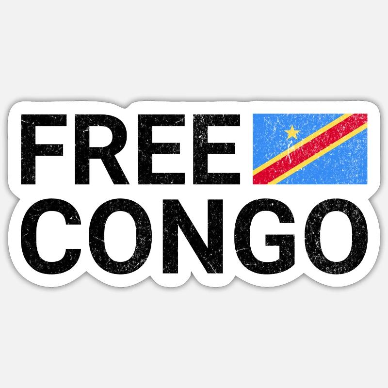 Congo libre : Soutenez la liberté congolaise - Sticker taille S (10 x 10 cm) - blanc mat