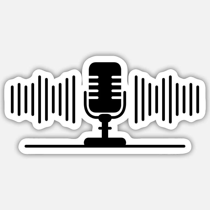 Podcast oder Musik Aufnahme am Mikrofon Sticker Größe S (10 x 10 cm)