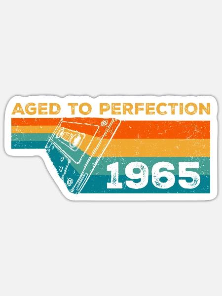 vintage 1965 - Cadeau D’anniversaire 1965 Retro - Sticker størrelse S (10 x 10 cm) - mat hvid