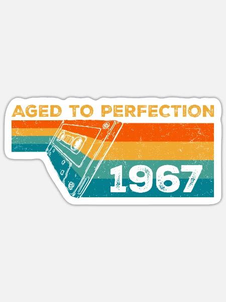 vintage 1967 - Cadeau D’anniversaire 1967 Retro - Sticker taille S (10 x 10 cm) - blanc mat