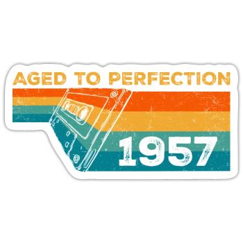 Jahrgang 1957 - Retro 1957 Geburtstagsgeschenk - Sticker Größe S (10 x 10 cm) - Mattweiß - Vorne