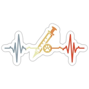 Tiermedizin Spritze EKG - Sticker Größe S (10 x 10 cm) - Mattweiß - Vorne