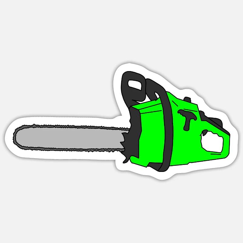 tronçonneuse - Sticker taille S (10 x 10 cm) - blanc mat