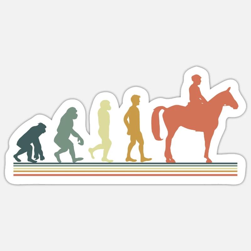Evolution cheval - Sticker taille S (10 x 10 cm) - blanc mat