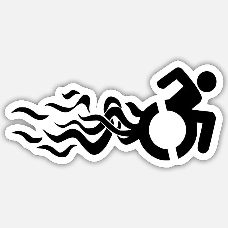 Flammendes Rollstuhlsymbol * Sticker Größe S (10 x 10 cm)