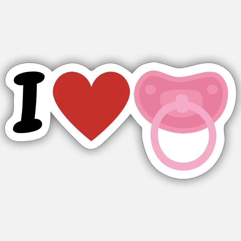 Ich liebe Schnuller Sticker Größe S (10 x 10 cm)