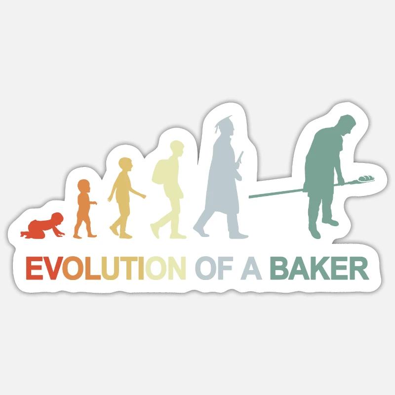 Vintage Bäcker Evolution Sticker Größe S (10 x 10 cm)