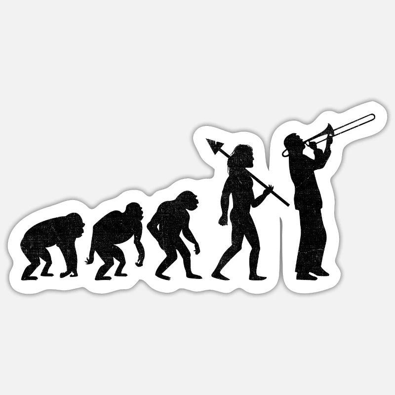Tromboniste Trombone Player Evolution Marching Band Sticker taille S (10 x 10 cm)