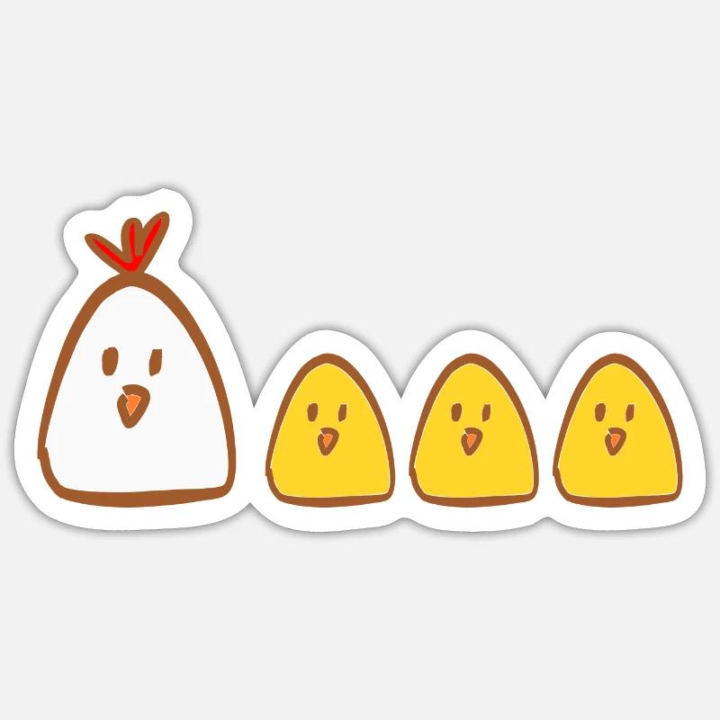 Hen and chicks - Sticker size S (10 x 10 cm) - white matte