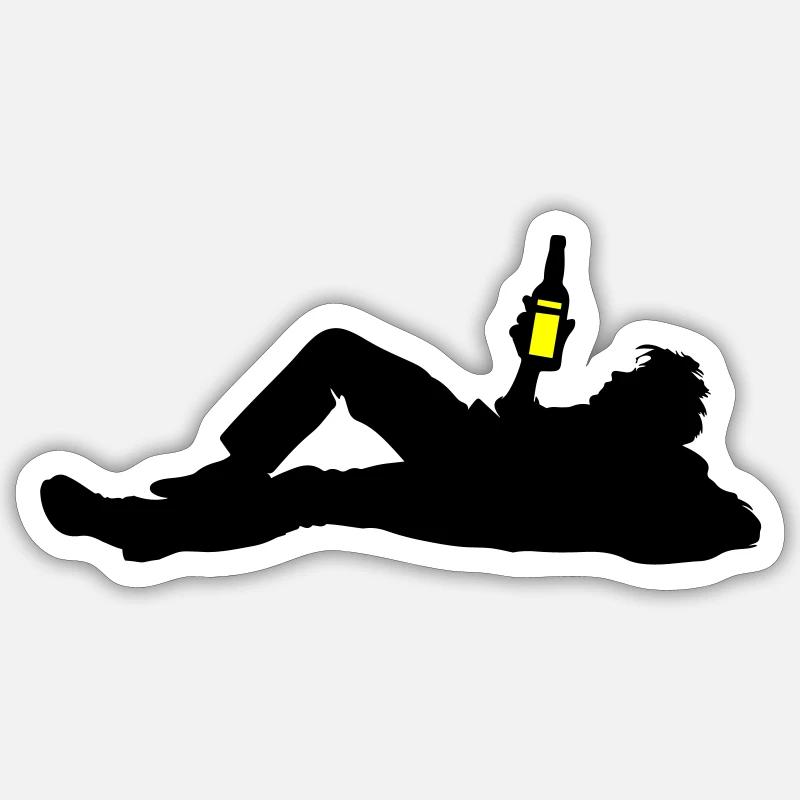 Drinking Beer Silhouette - Sticker size S (10 x 10 cm) - white matte