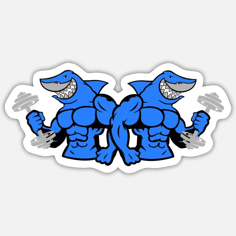 Requin Hai Musculation 2 Sticker taille S (10 x 10 cm)
