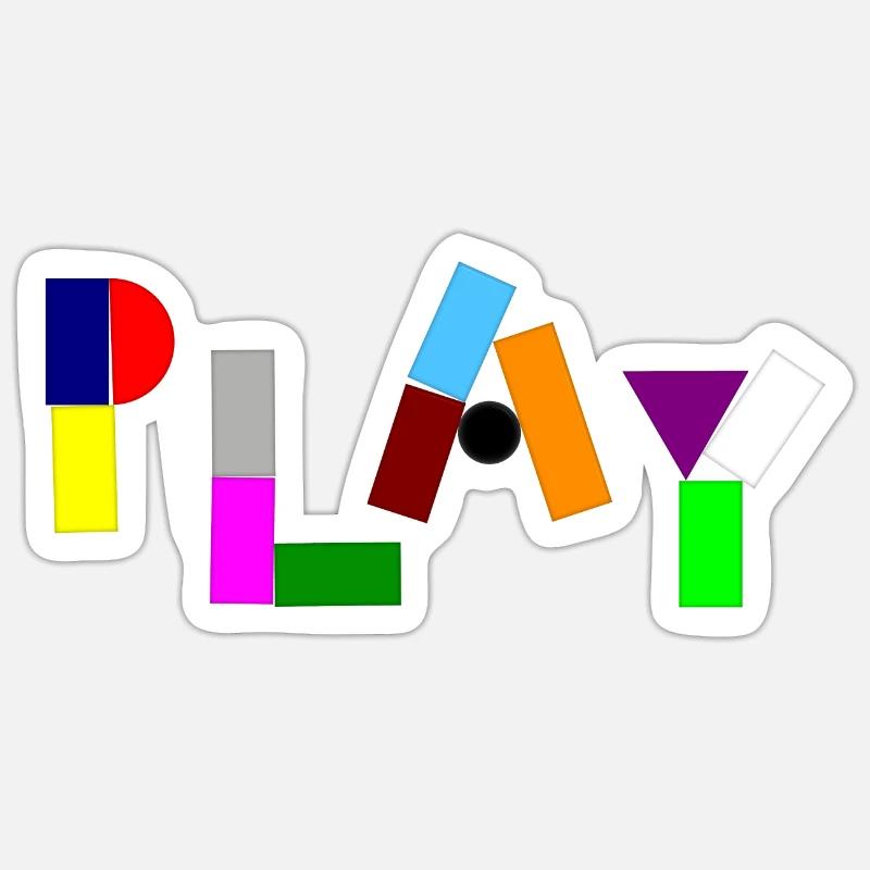 Playing with bricks and blocks - Sticker size S (10 x 10 cm) - white matte