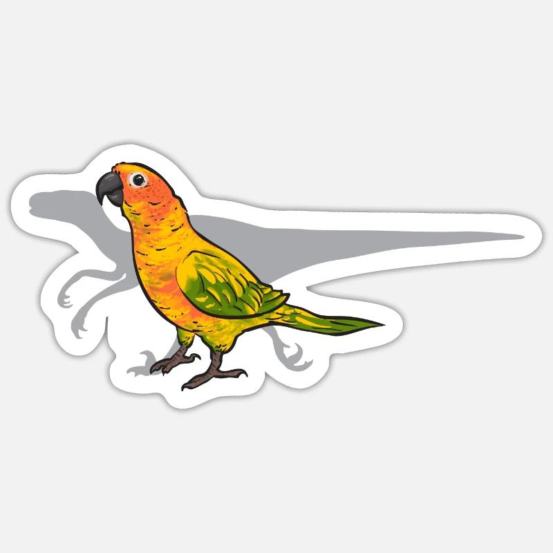 Perruche, Perroquet, Perruche, Oiseau - Sticker taille S (10 x 10 cm) - blanc mat