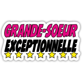 GRANDE SOEUR exceptionnelle - Sticker taille S (10 x 10 cm) - blanc mat - Devant