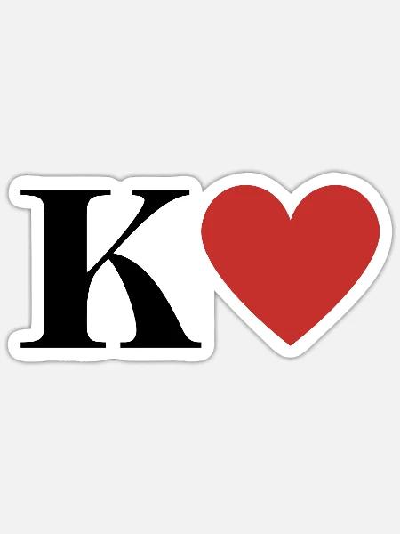 Buchstabe k Rotes Herz - Sticker Größe S (10 x 10 cm) - Mattweiß