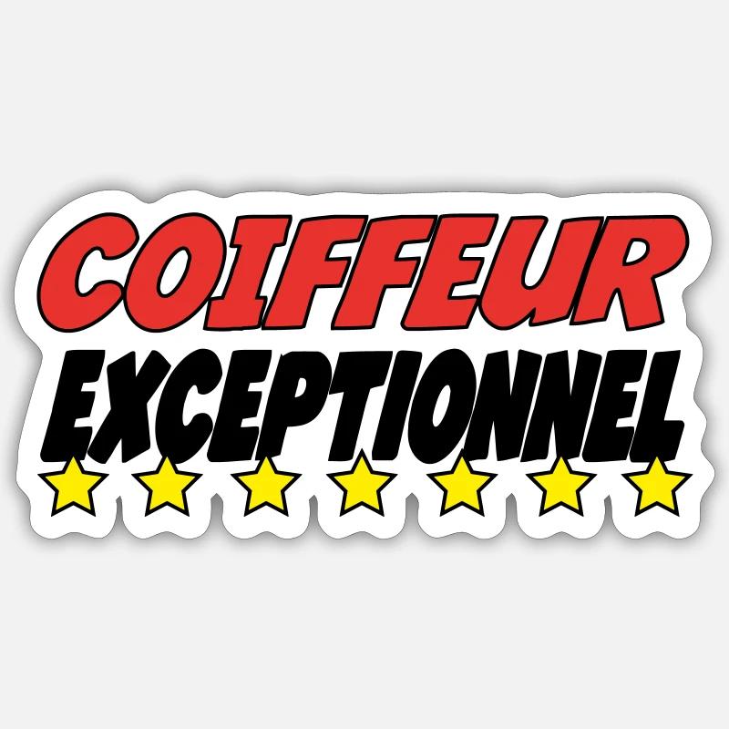 COIFFEUR exceptionnel - Sticker taille S (10 x 10 cm) - blanc mat