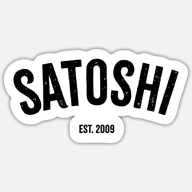 Satoshi Est 2009 - Sticker taille S (10 x 10 cm) - blanc mat