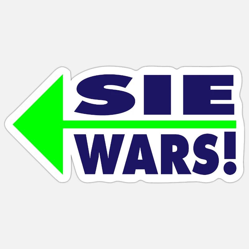 Sie wars! Partner- oder Partyshirt - Sticker Größe S (10 x 10 cm) - Mattweiß