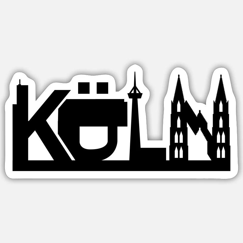 Cologne skyline with sights - Sticker size S (10 x 10 cm) - white matte