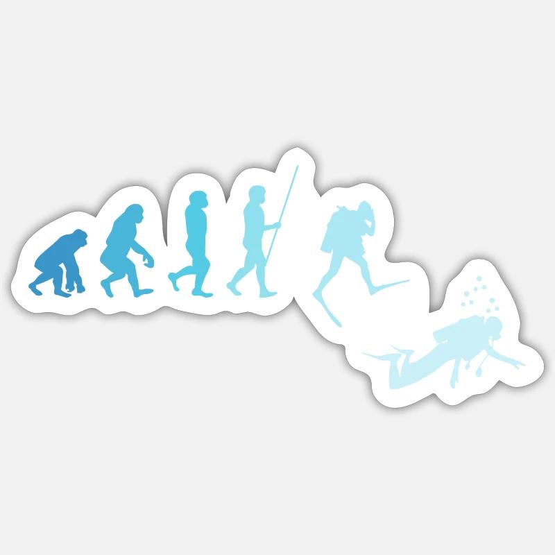 Plongeur Evolution Retro Scuba - Sticker taille S (10 x 10 cm) - blanc mat