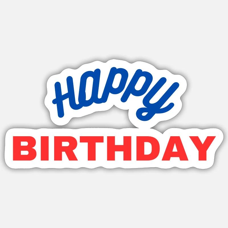 Joyeux anniversaire classique - Sticker taille S (10 x 10 cm) - blanc mat