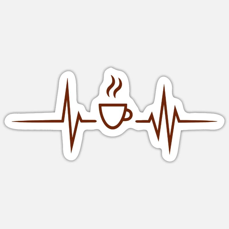 Café - Rythme cardiaque Sticker taille S (10 x 10 cm)