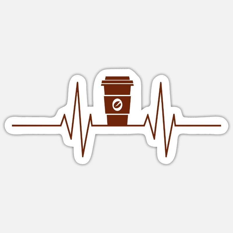 Café - Rythme cardiaque Sticker taille S (10 x 10 cm)