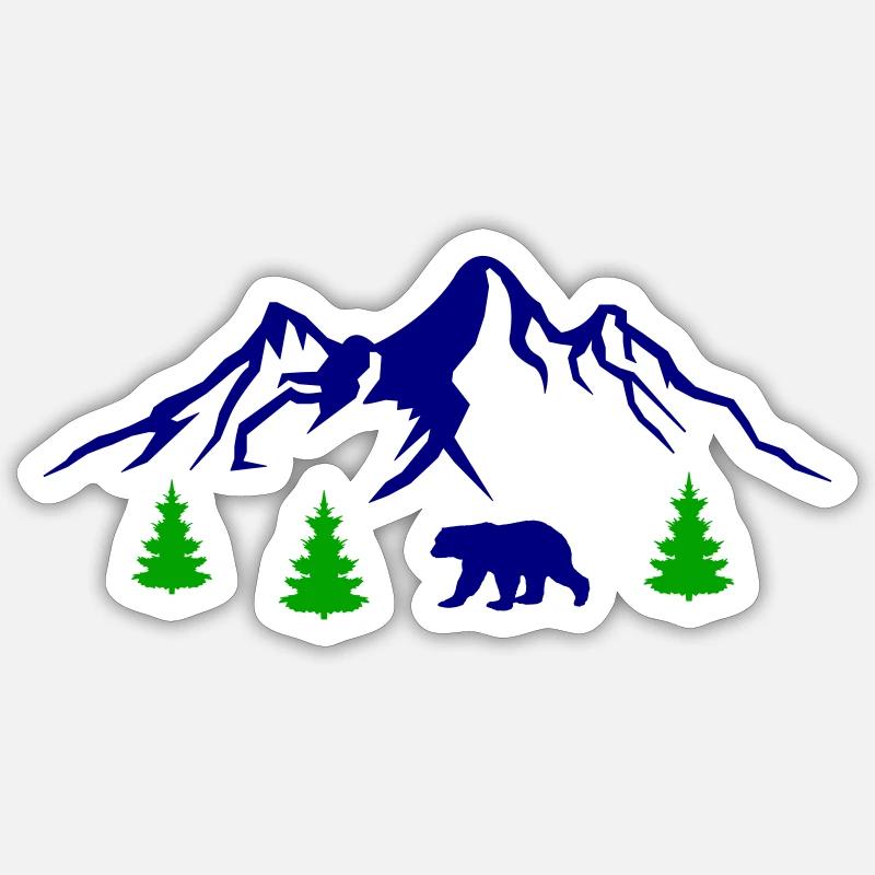 berge bär - Sticker Größe S (10 x 10 cm) - Mattweiß