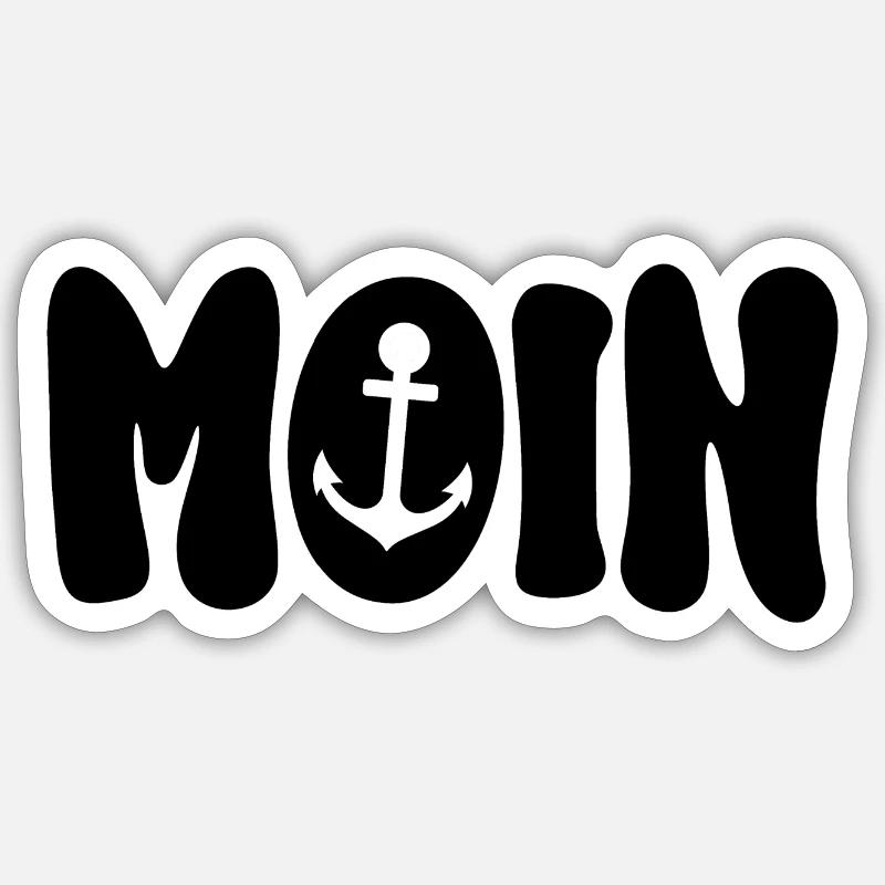 Moin Anker schwarz Sticker Größe S (10 x 10 cm)