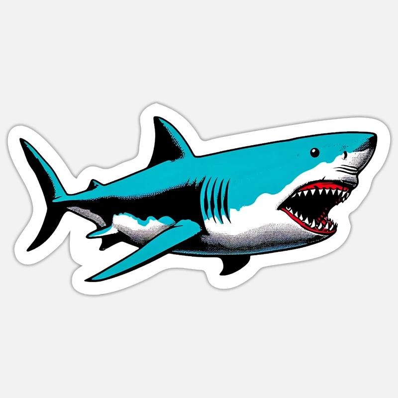 Requin - Sticker taille S (10 x 10 cm) - blanc mat