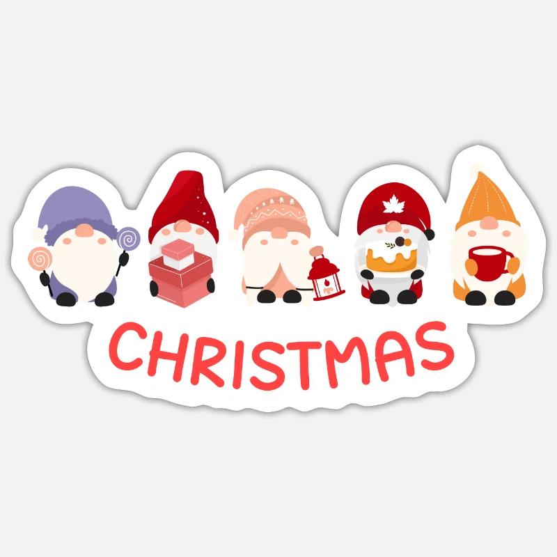 Christmas with 5 Santa - Sticker size S (10 x 10 cm) - white matte