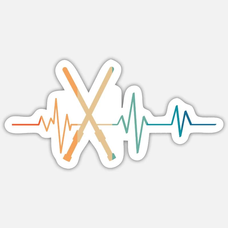 Battement de coeur rétro sabre laser - Sticker taille S (10 x 10 cm) - blanc mat