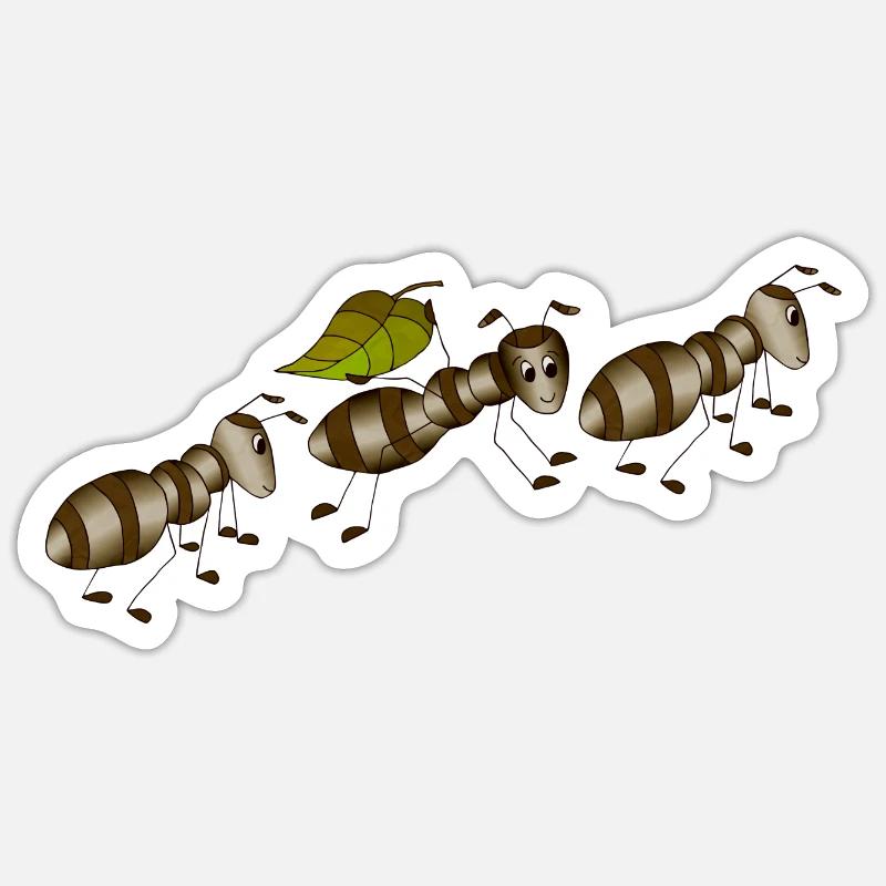Fourmis - Sticker taille S (10 x 10 cm) - blanc mat