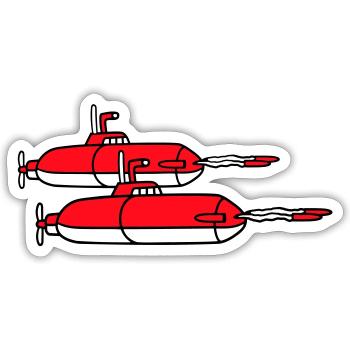 2 Militär U-Boote Schießen Torpedo Raketen Angriff - Sticker Größe S (10 x 10 cm) - Mattweiß - Vorne