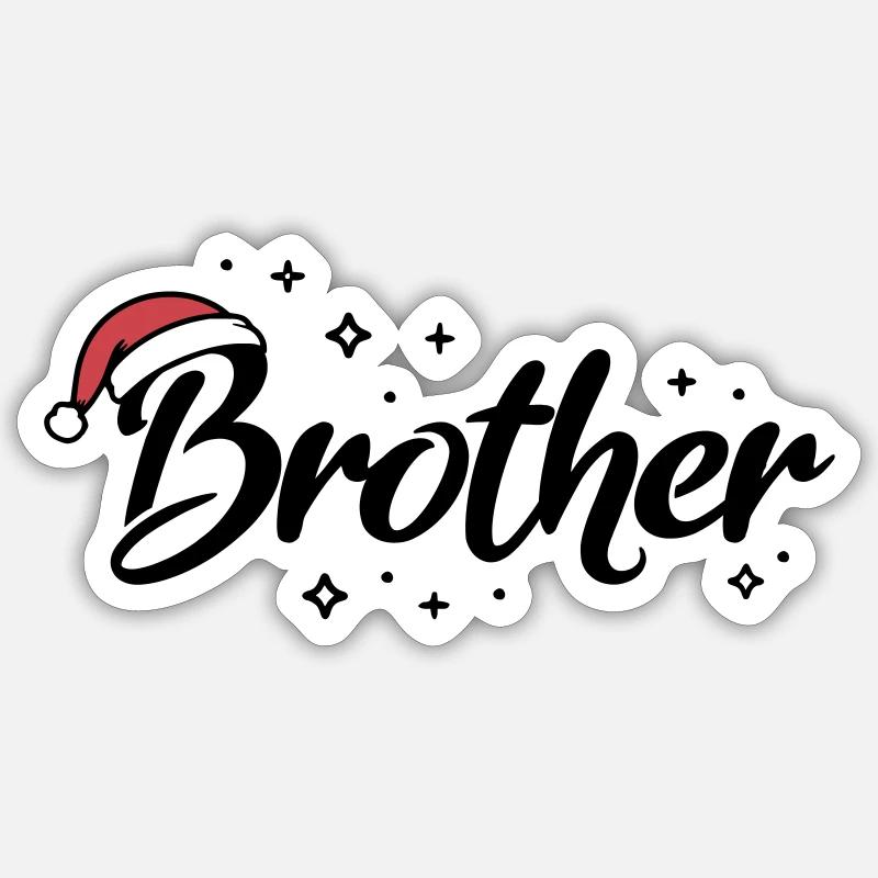 Santa Hat Brother Brother - Sticker size S (10 x 10 cm) - white matte