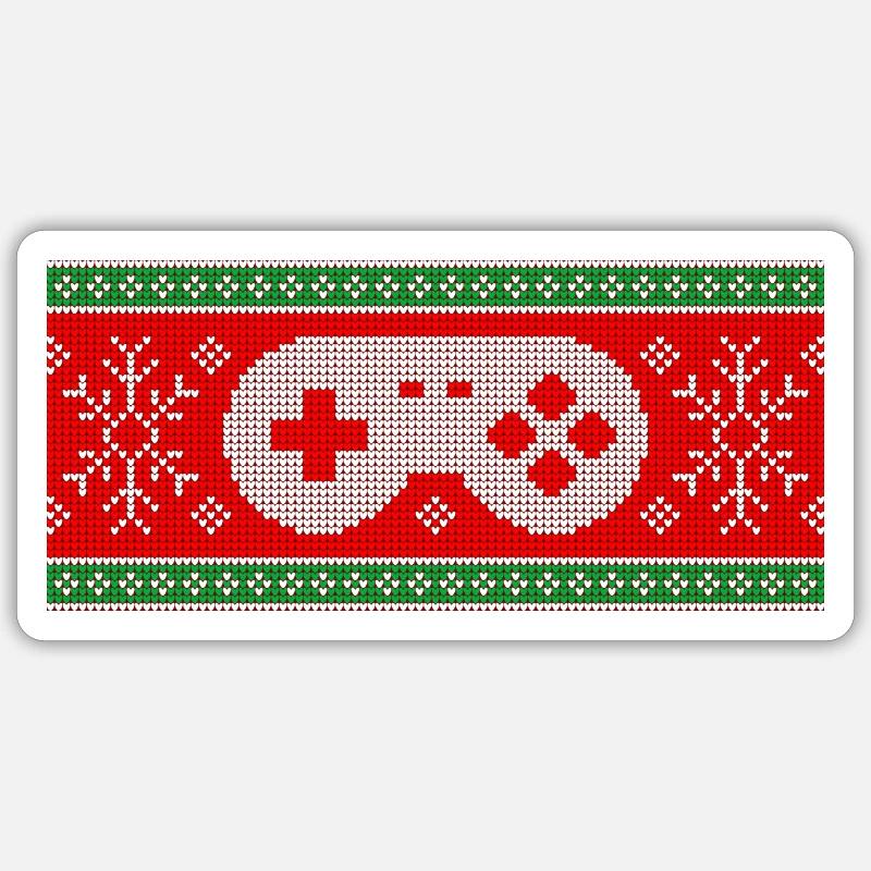 Gaming Pad Christmas Pattern Coffee Mug White Sticker size S (10 x 10 cm)