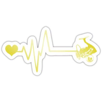 Fishing Reel Heartbeat - Sticker size S (10 x 10 cm) - white matte - Front